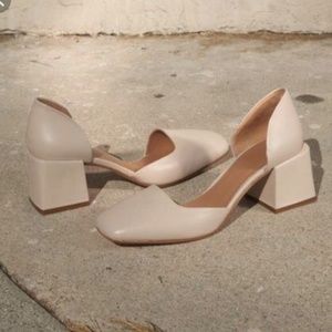 Loq Luz Leather Pump Block Heel Size 40 Cream